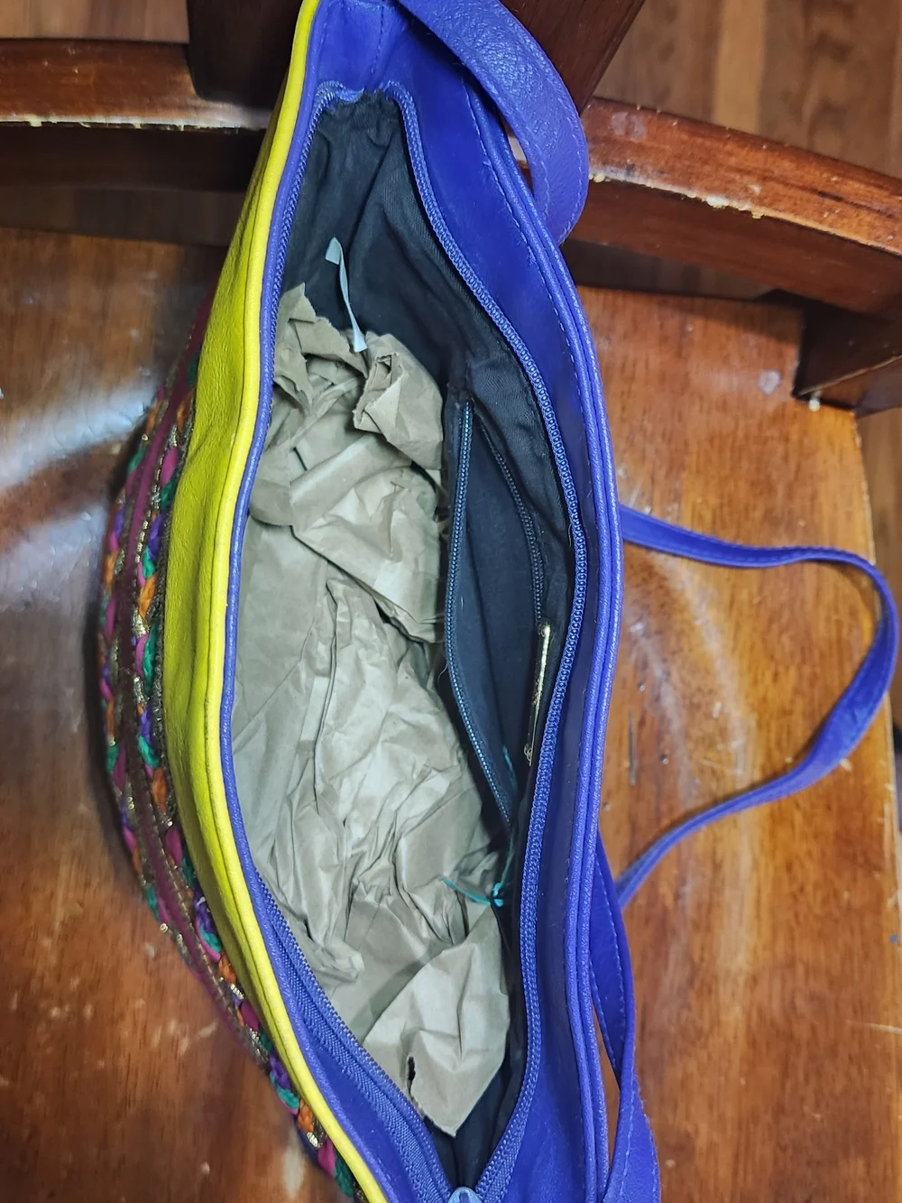 Vintage Multicolor Braided Stripe Crossbody Bag